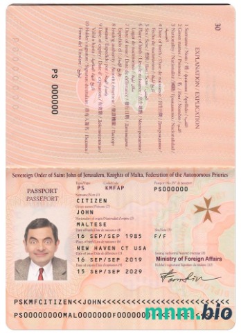 Malta passport 2019-obecnie, szablon w formacie PSD